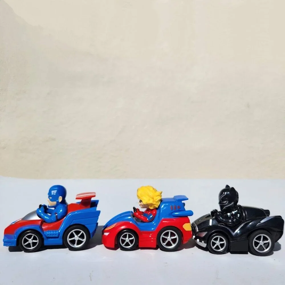Marvel Superhero Cars Vehicles Bundle 3 Set Pull Back Black Panther Captain 4